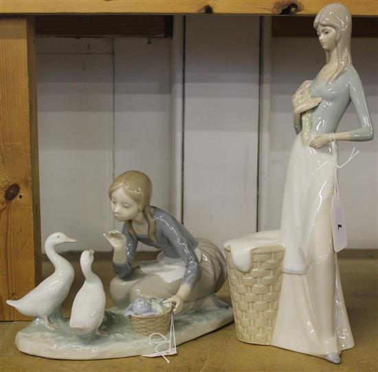 Lladro figure group & another similar figure